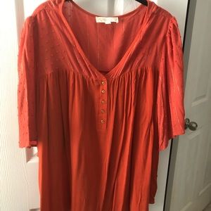 EUC -Weekend by Suzanne Betro Orange BoHo Top - 1X